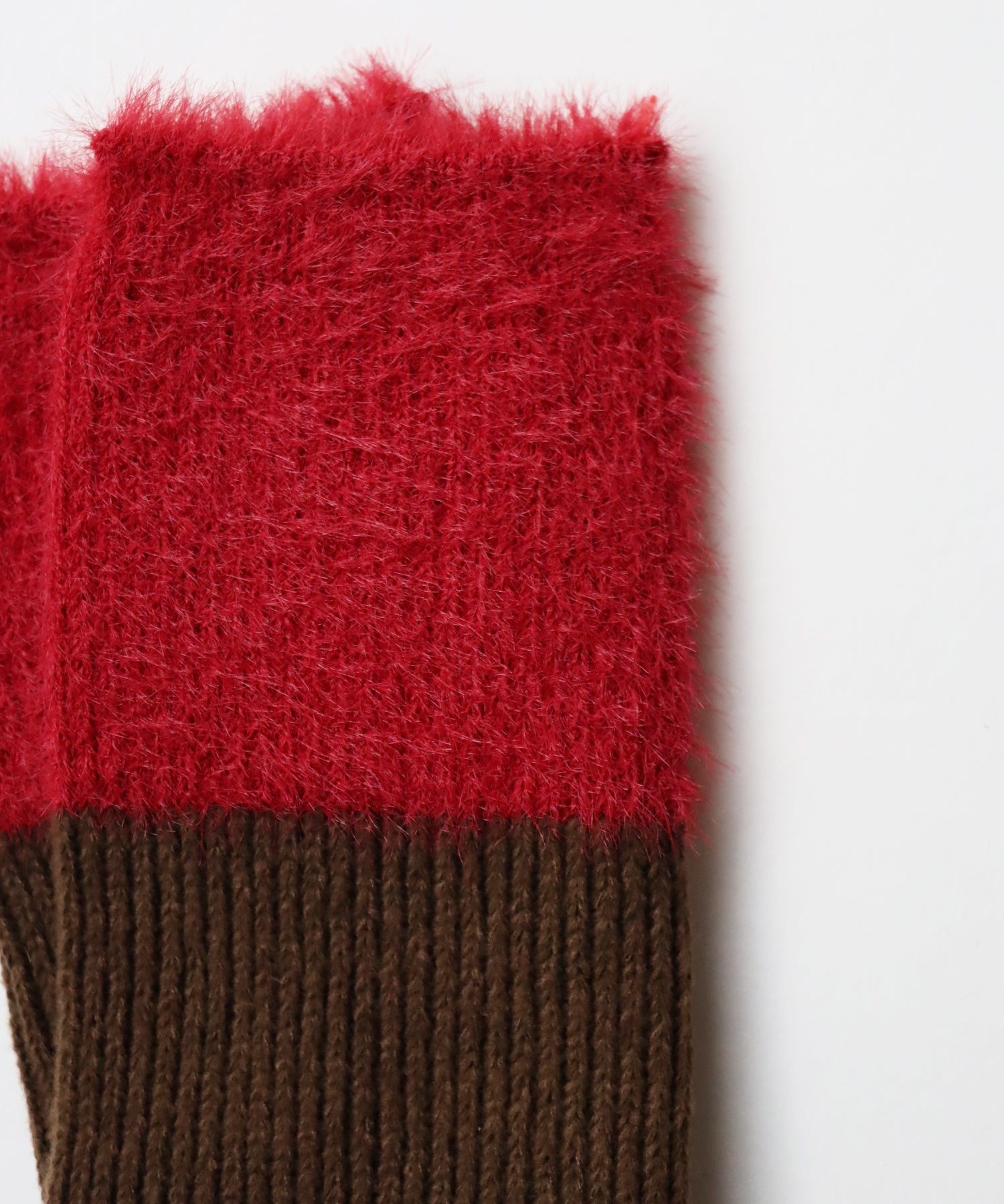 2WAY リブ＆シャギー バイカラー アームウォーマー