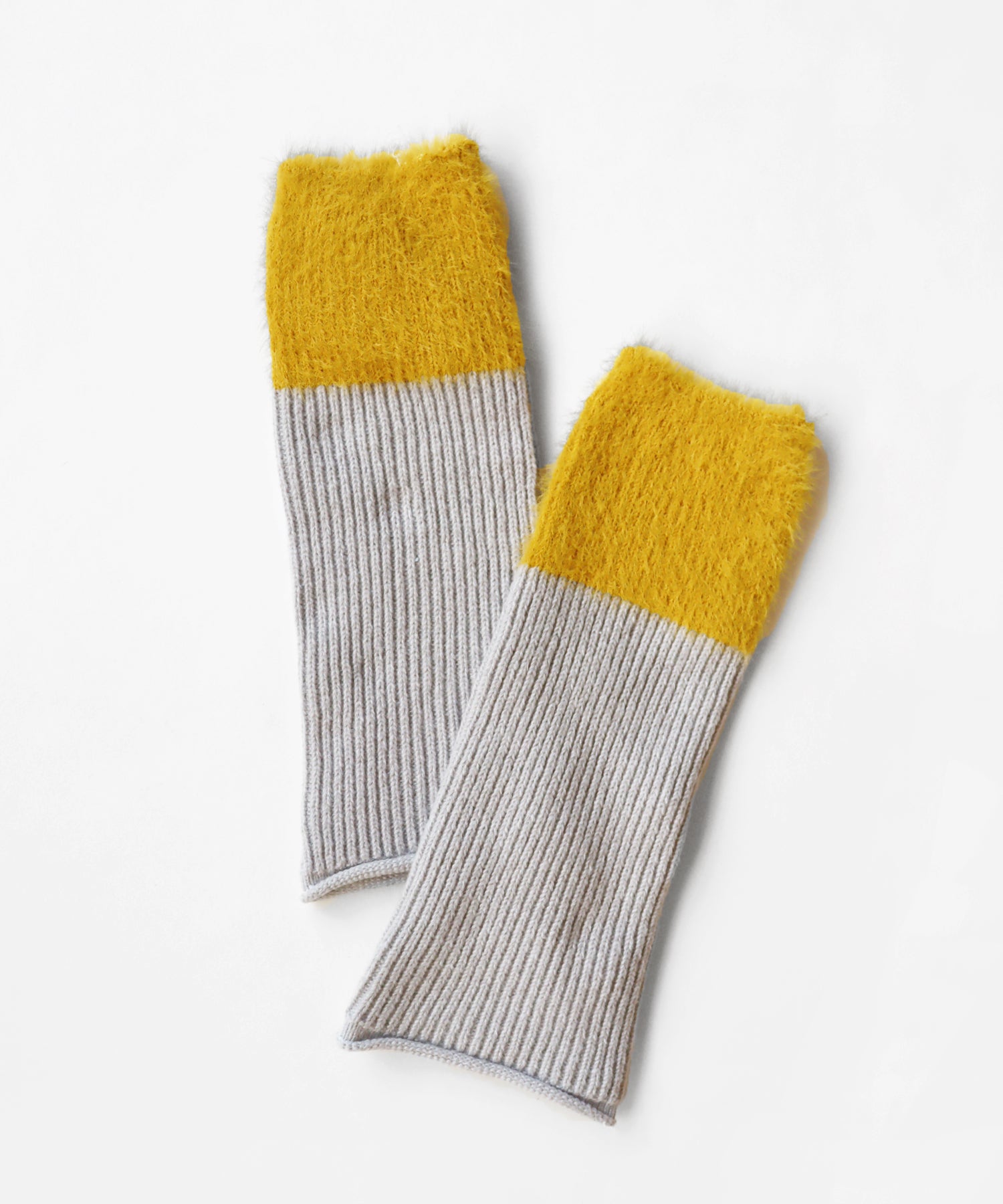 2WAY リブ＆シャギー バイカラー アームウォーマー